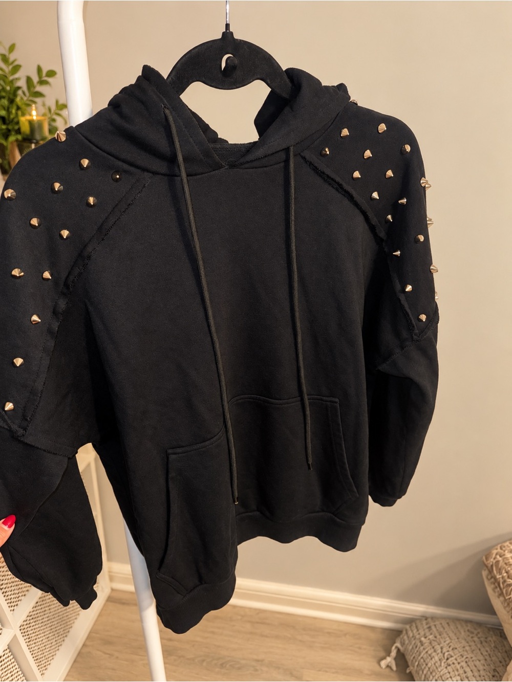 Studded Hoodie in Black Size Medium Like New